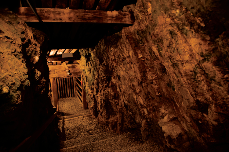 The steps down into Reed Gold Mine